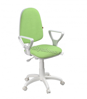 Кресло Престиж+ белый пластик (Ткань Candy зеленый)